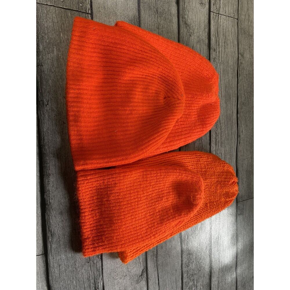 4 Orange Hunting Beanies/hats Various Knitted And Sizes